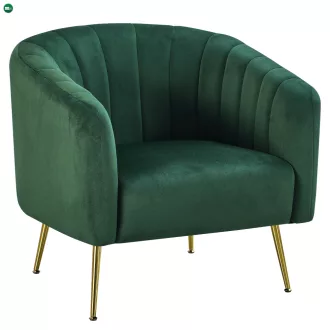   Design fotel, sötétzöld Velvet szövet/gold króm-arany, BAGY