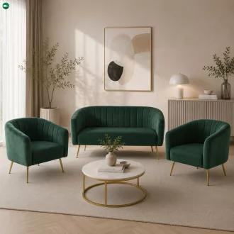   Design fotel, sötétzöld Velvet szövet/gold króm-arany, BAGY