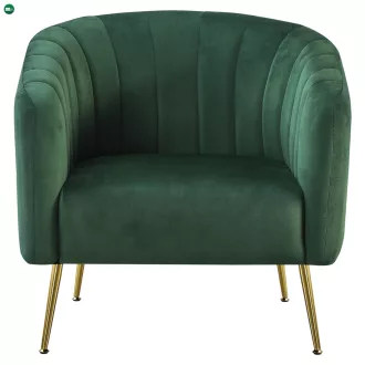   Design fotel, sötétzöld Velvet szövet/gold króm-arany, BAGY