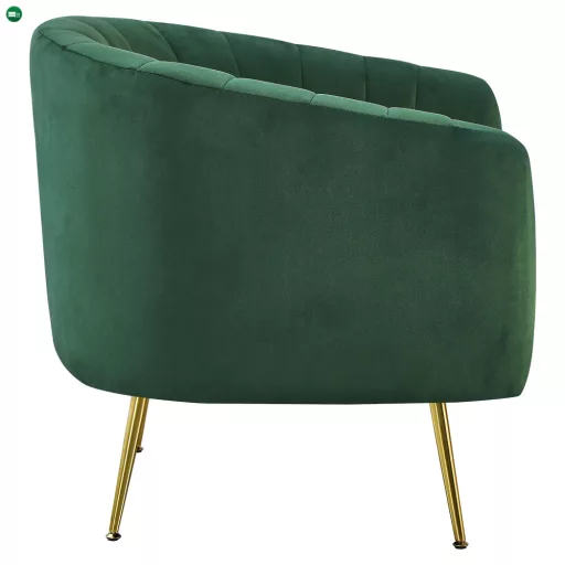 Design fotel, sötétzöld Velvet szövet/gold króm-arany, BAGY