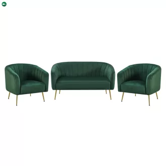   Design fotel, sötétzöld Velvet szövet/gold króm-arany, BAGY