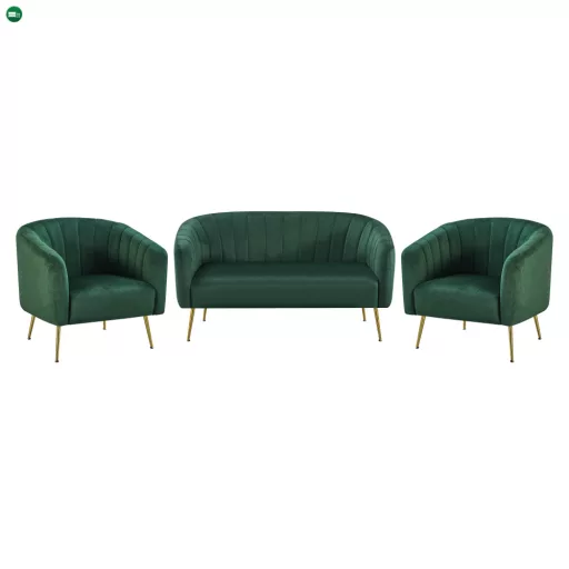 Design fotel, sötétzöld Velvet szövet/gold króm-arany, BAGY