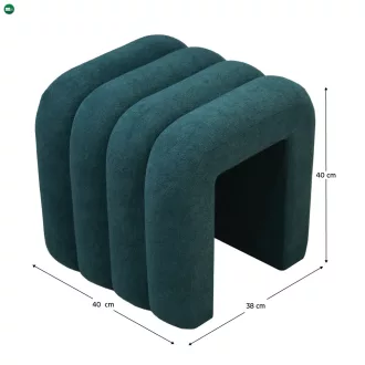 Dizájner puff, sötétzöld szövet, SUNDO
