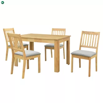 Étkezőgarnitúra 1+4, tömörfa, természetes, TEDRO