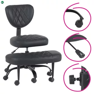 Ergonomikus térdeplőszék, fekete műbőr/fekete, SAMER