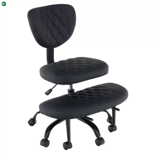 Ergonomikus térdeplőszék, fekete műbőr/fekete, SAMER