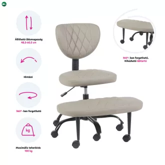   Ergonomikus térdeplőszék, szürkésbarna Taupe ekobőr/fekete, SAMER