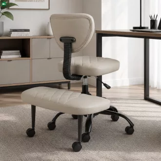   Ergonomikus térdeplőszék, szürkésbarna Taupe ekobőr/fekete, SAMER