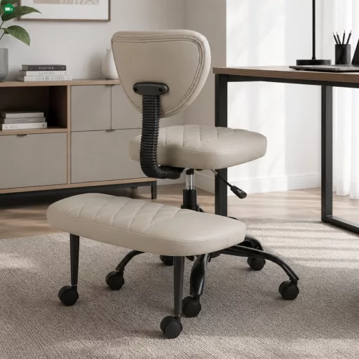 Ergonomikus térdeplőszék, szürkésbarna Taupe ekobőr/fekete, SAMER