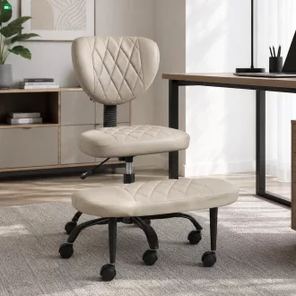   Ergonomikus térdeplőszék, szürkésbarna Taupe ekobőr/fekete, SAMER