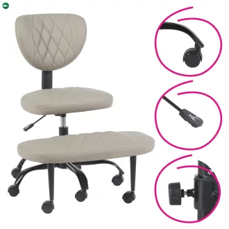   Ergonomikus térdeplőszék, szürkésbarna Taupe ekobőr/fekete, SAMER