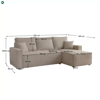   Univerzális ülőgarnitúra, szürkésbézs Taupe, APERO ROH