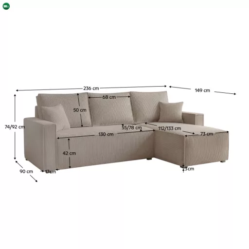 Univerzális ülőgarnitúra, szürkésbézs Taupe, APERO ROH
