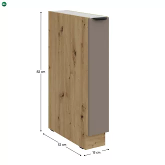   Alsó szekrény kihúzható kosárral, sandgrau/artisan tölgy, FRISBO 15 D CARGO BB