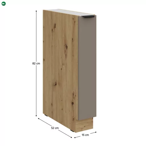 Alsó szekrény kihúzható kosárral, sandgrau/artisan tölgy, FRISBO 15 D CARGO BB