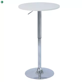   Bárasztal, magasság állítással, króm/fehér, átmérő 60 cm, BRANY 3 NEW