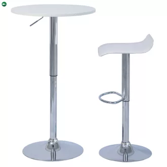   Bárasztal, magasság állítással, króm/fehér, átmérő 60 cm, BRANY 3 NEW