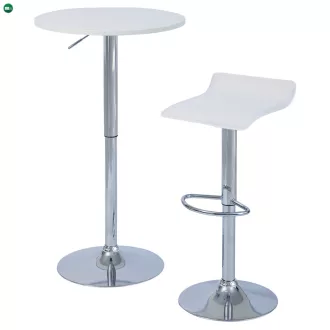   Bárasztal, magasság állítással, króm/fehér, átmérő 60 cm, BRANY 3 NEW