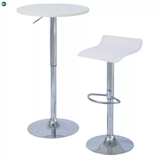 Bárasztal, magasság állítással, króm/fehér, átmérő 60 cm, BRANY 3 NEW