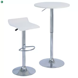   Bárasztal, magasság állítással, króm/fehér, átmérő 60 cm, BRANY 3 NEW