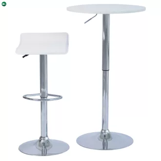   Bárasztal, magasság állítással, króm/fehér, átmérő 60 cm, BRANY 3 NEW