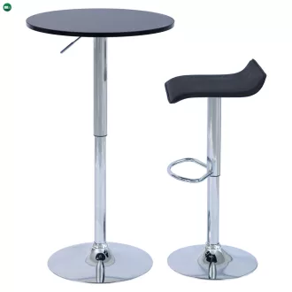   Bárasztal, magasság állítással, króm/ fekete, átmérő 60 cm, BRANY 3 NEW