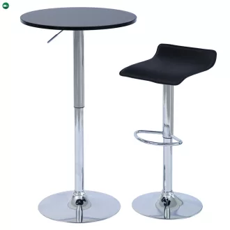   Bárasztal, magasság állítással, króm/ fekete, átmérő 60 cm, BRANY 3 NEW