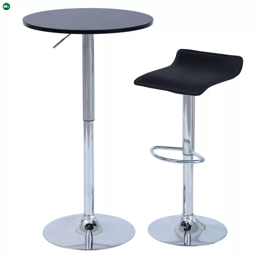 Bárasztal, magasság állítással, króm/ fekete, átmérő 60 cm, BRANY 3 NEW