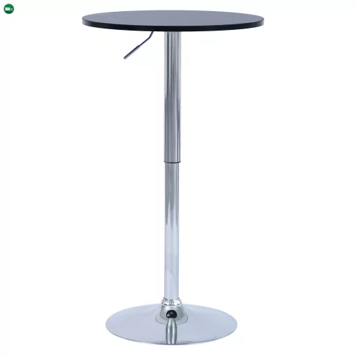 Bárasztal, magasság állítással, króm/ fekete, átmérő 60 cm, BRANY 3 NEW