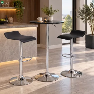   Bárasztal, magasság állítással, króm/ fekete, átmérő 60 cm, BRANY 3 NEW
