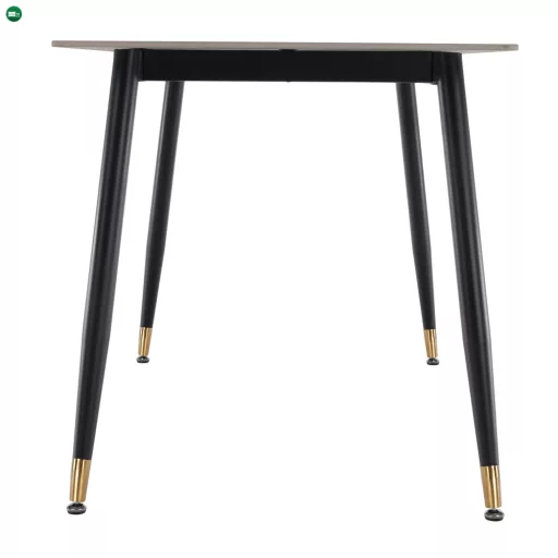 Étkezőasztal, fehér márvány/fekete/arany, 121x71 cm, FLORENC TYP 1