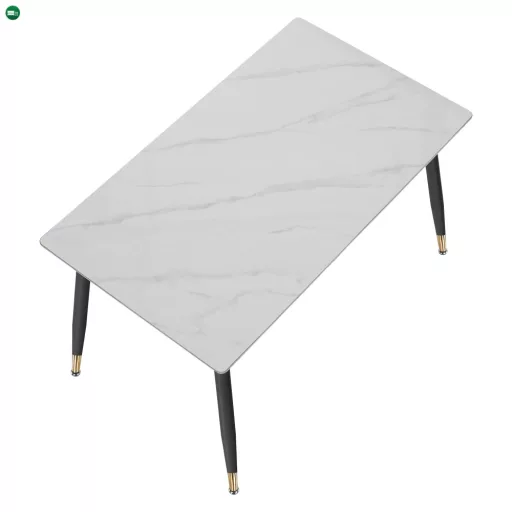 Étkezőasztal, fehér márvány/fekete/arany, 121x71 cm, FLORENC TYP 1