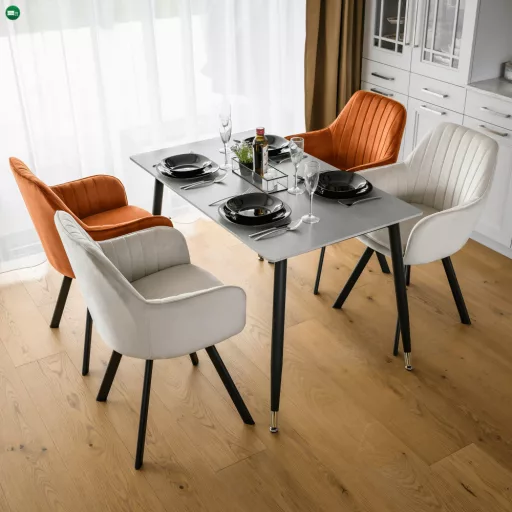 Étkezőasztal, szürke/fekete/arany, 121x71 cm, FLORENC TYP 1