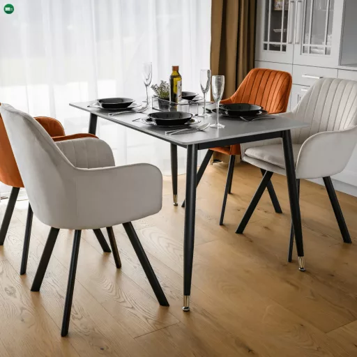 Étkezőasztal, szürke/fekete/arany, 121x71 cm, FLORENC TYP 1