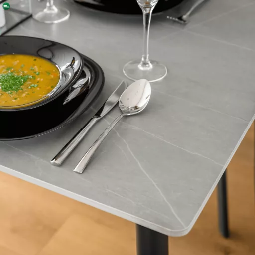 Étkezőasztal, szürke/fekete/arany, 121x71 cm, FLORENC TYP 1