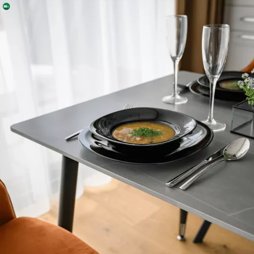 Étkezőasztal, szürke/fekete/arany, 121x71 cm, FLORENC TYP 1