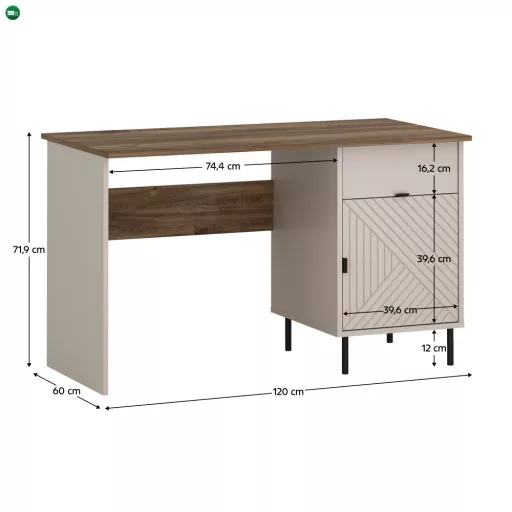 EYCO 1D1S/120 PC asztal, kasmír/castello tölgy