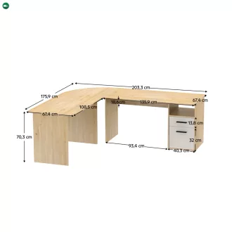   Sarok számítógépasztal, artisan tölgy/kasmír, MAURUS NEW MA11