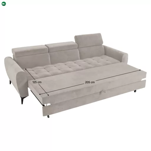 3-személyes, kihúzható kanapé, bézs Taupe, BARELO