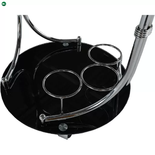 Zsúrasztal, fekete üveg + fém (króm), VESNA