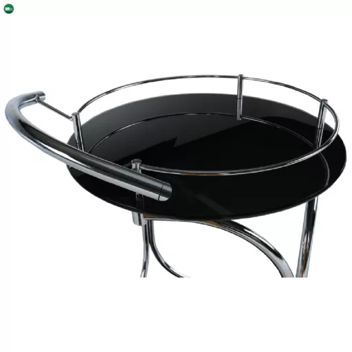 Zsúrasztal, fekete üveg + fém (króm), VESNA