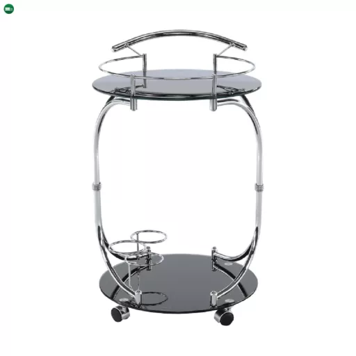 Zsúrasztal, fekete üveg + fém (króm), VESNA