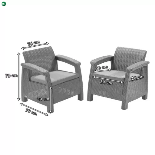Corfu Relax duo kerti bútor garnitúra futura asztallal