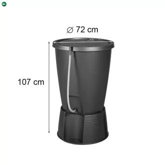   Indigo water butt műanyag esővíz tároló 220L grafit tömlővel