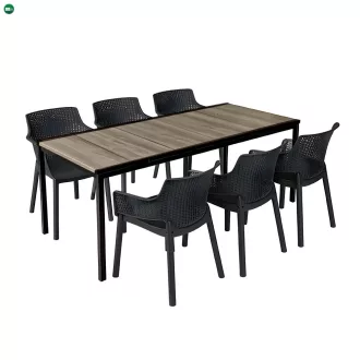 Romen Large 6+1 kerti bútor garnitúra szett kőris-grafit