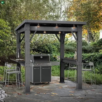 Kerti grill pavilon, pulttal, tetővel