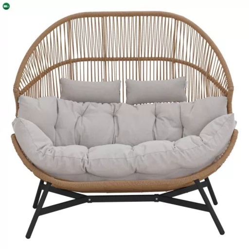 HOLAND rattan dupla kosárfotel bézs