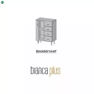   Bianca Plus 60 alacsony szekrény 1 ajtóval, 4 fiókkal,aida dió színben, balos