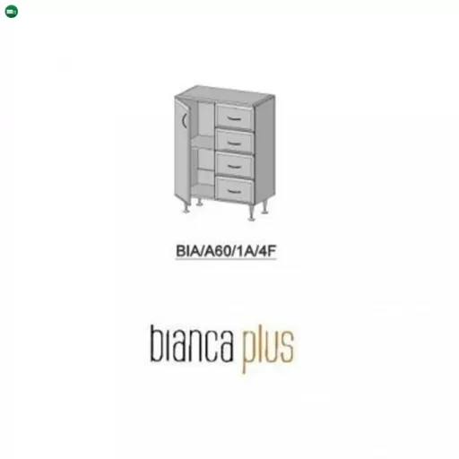 Bianca Plus 60 alacsony szekrény 1 ajtóval, 4 fiókkal,aida dió színben, balos