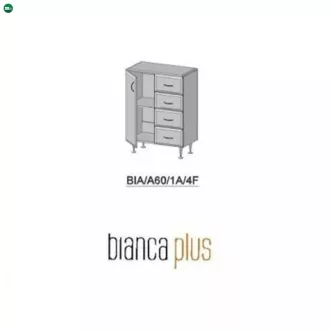   Bianca Plus 60 alacsony szekrény 1 ajtóval, 4 fiókkal,magasfényű fehér színben, balos